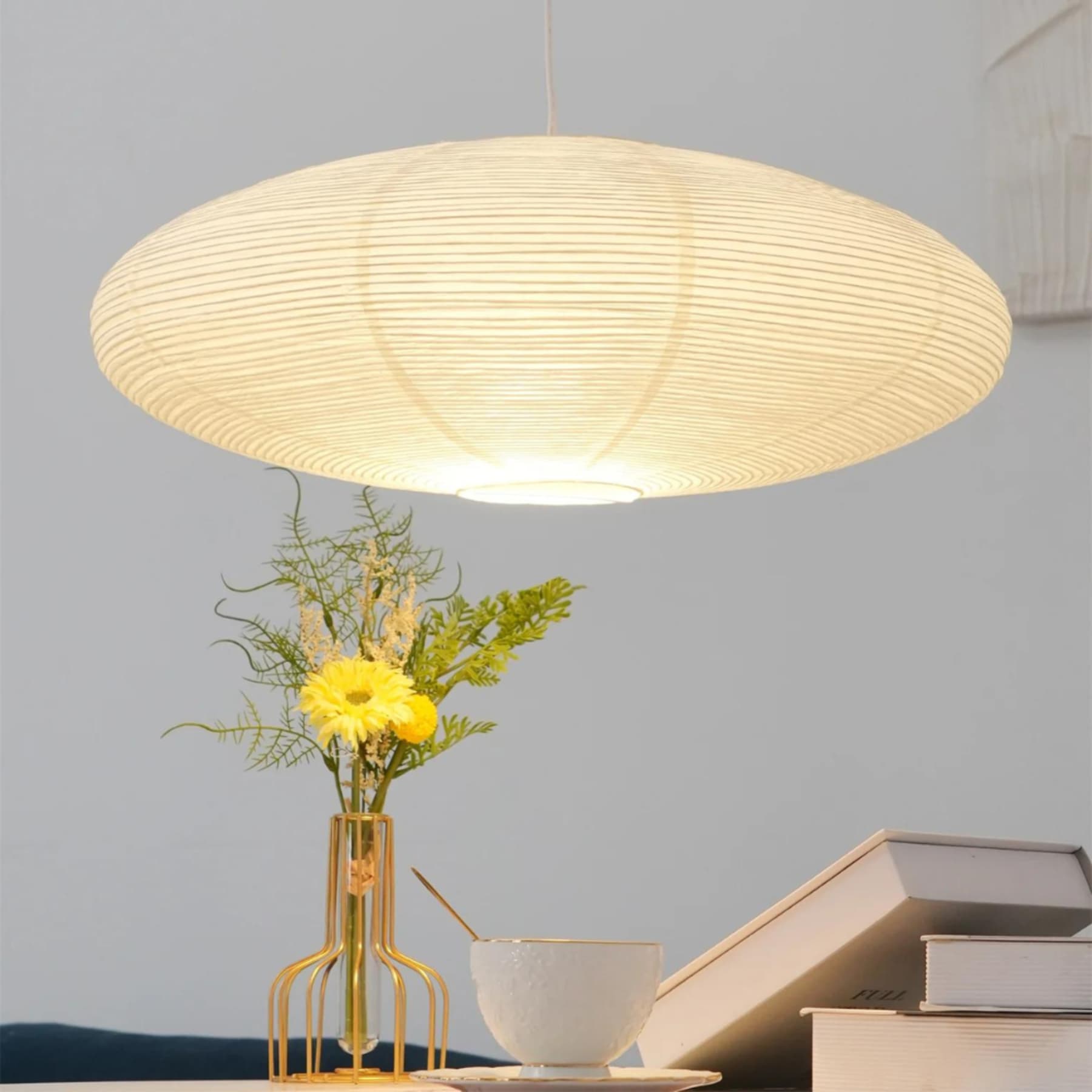Scandinavian Paper Pendant Light With Warm LED Glow — Halden Lighting