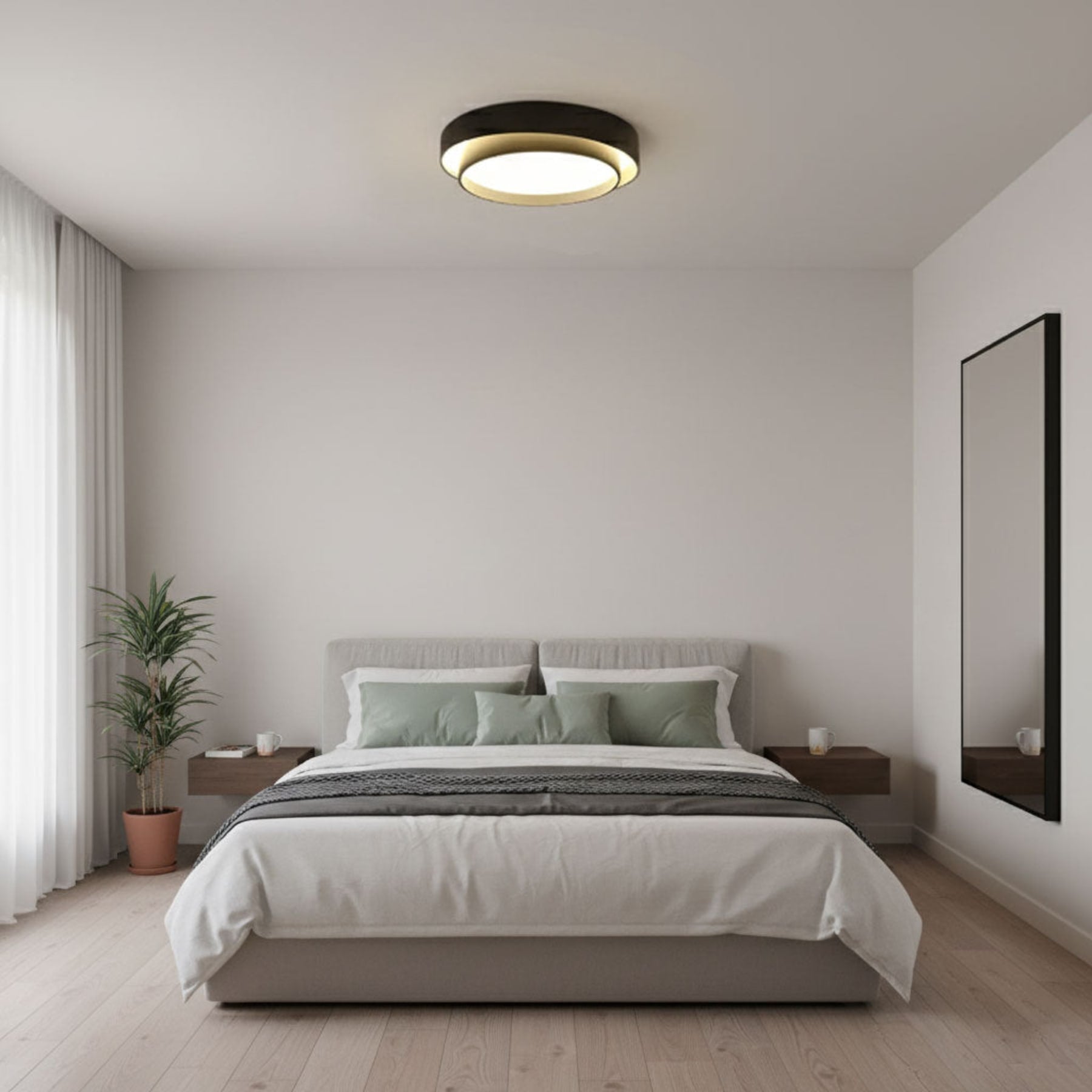 Modern Metal Flush Mount Ceiling Light With Cool Daylight Glow — Halden Lighting
