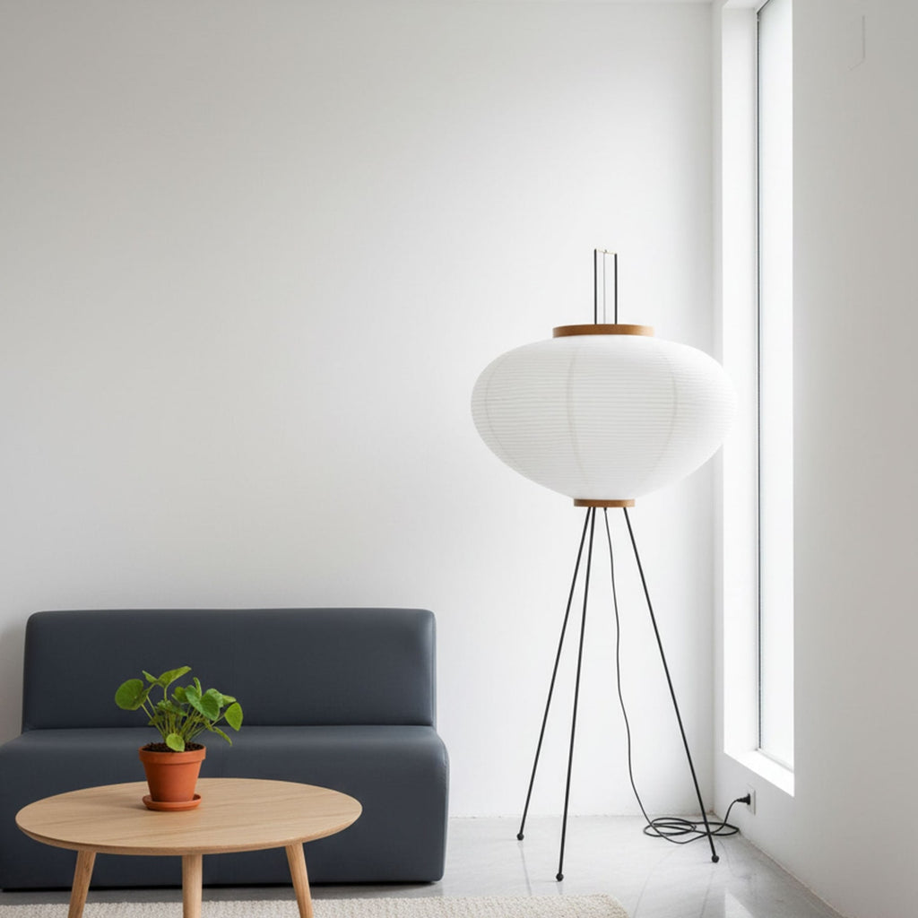 Modern Rice Paper Floor Lamp for Living Room and Bedroom — Halden Lighting
