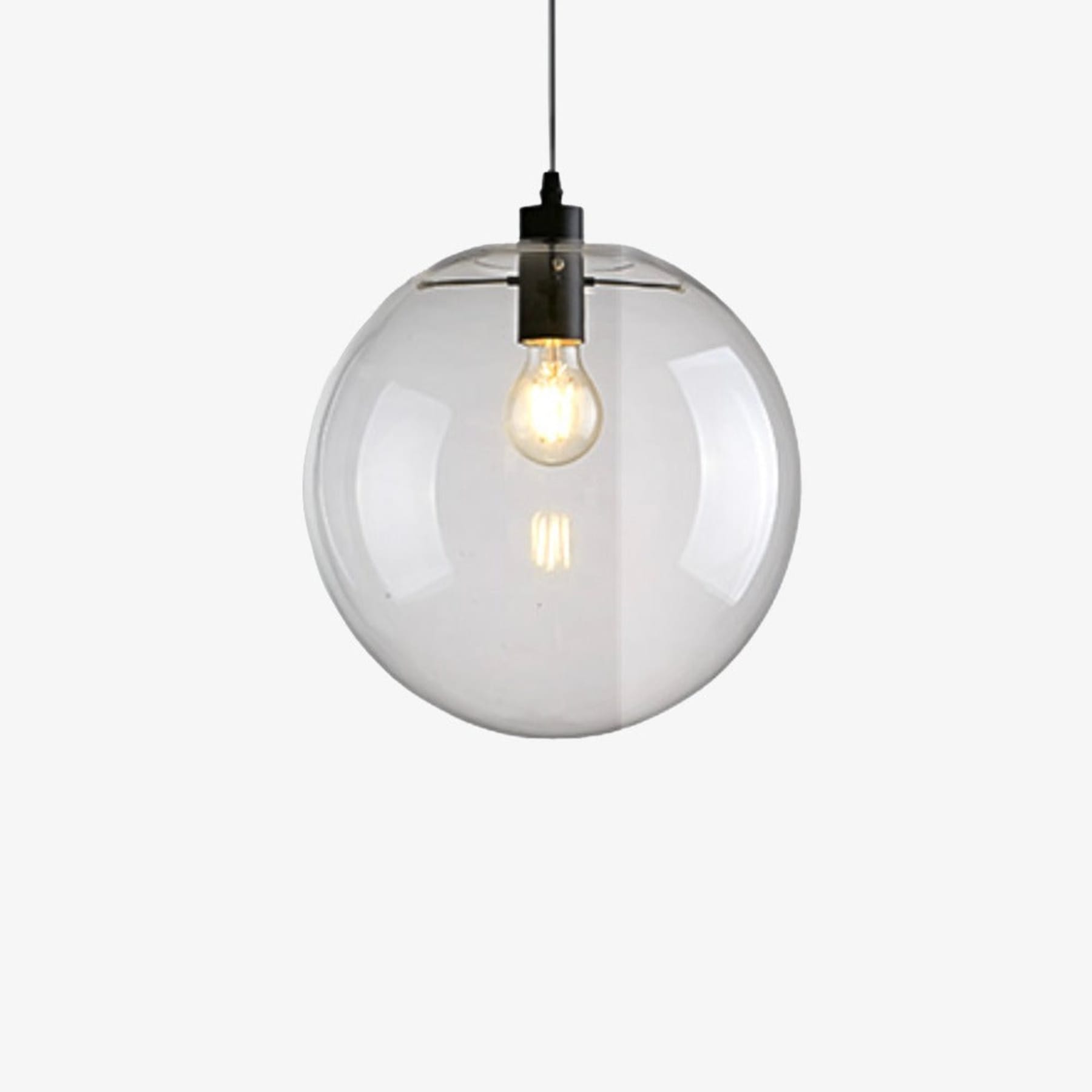 Modern Glass Pendant Light With Warm LED Glow for Dining Room in Black — Halden Lighting