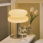Retro Glass Table Lamp With USB Plug-In Power for Living Room in Cream — Halden Lighting
