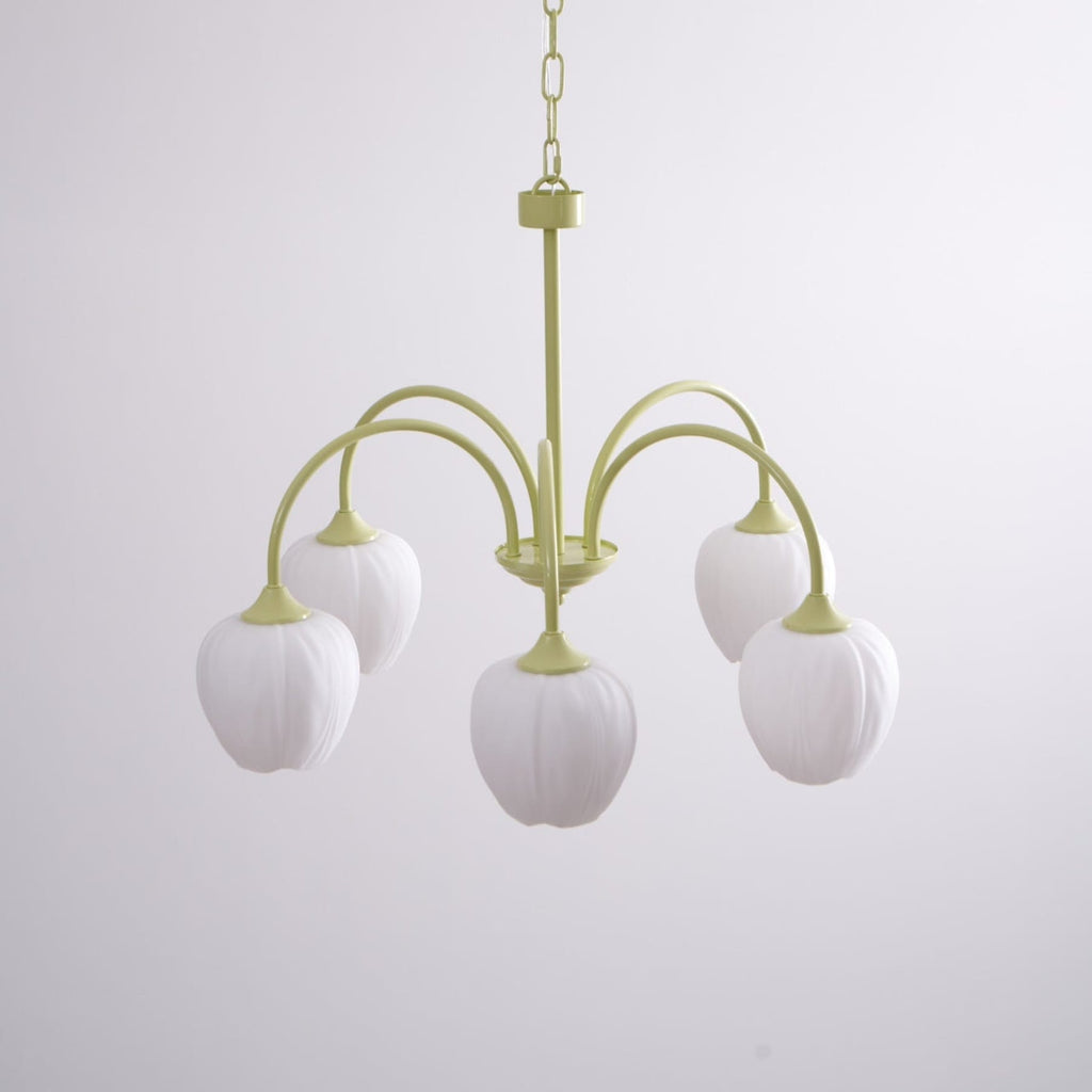 Retro Metal And Glass Chandelier With Included Bulbs For Living Room in Creamy White — Halden Lighting