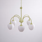 Retro Metal And Glass Chandelier With Included Bulbs For Living Room in Creamy White — Halden Lighting
