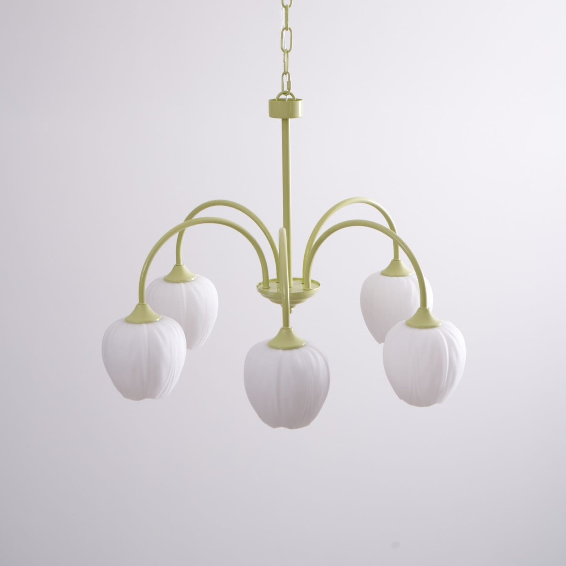 Retro Metal And Glass Chandelier With Included Bulbs For Living Room in Creamy White — Halden Lighting
