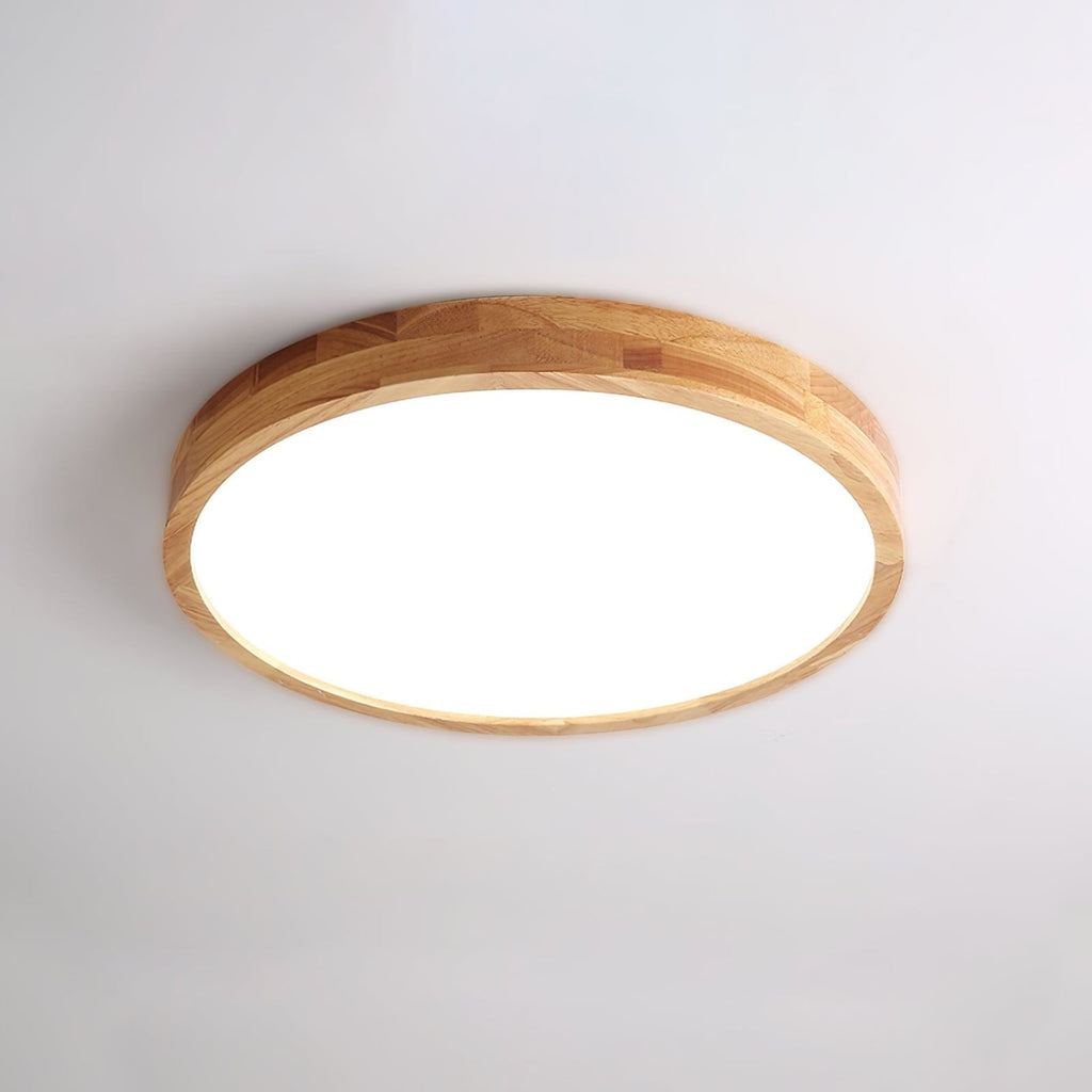 Scandinavian Wood Flush Mount Ceiling Light With Slim Profile in Circle: Ø50 x 6 cm (Ø19.7" x 2.7") — Halden Lighting