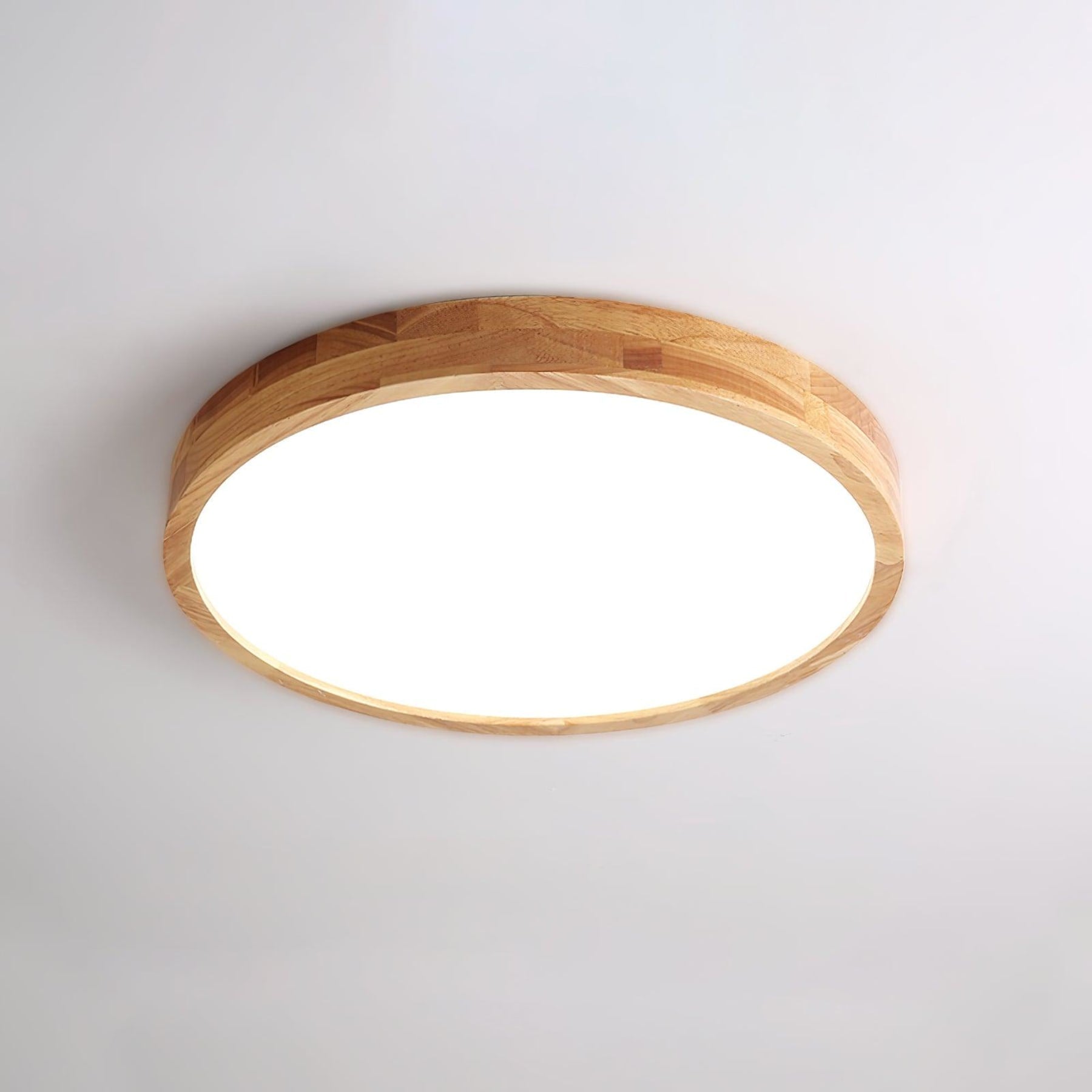 Scandinavian Wood Flush Mount Ceiling Light With Slim Profile in Circle: Ø50 x 6 cm (Ø19.7" x 2.7") — Halden Lighting