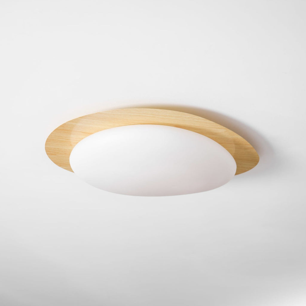 Scandinavian Wood Flush Mount Ceiling Light for Living Room — Halden Lighting