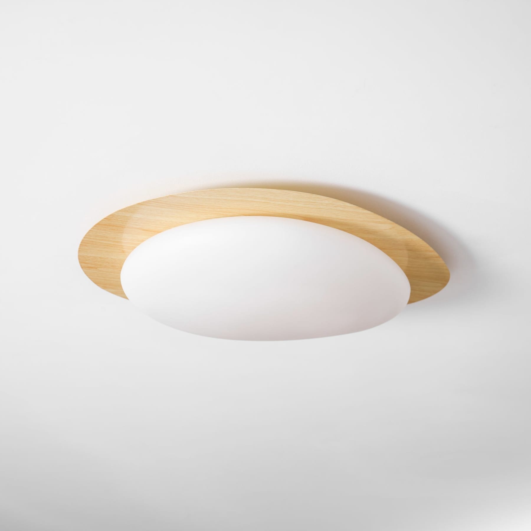 Scandinavian Wood Flush Mount Ceiling Light for Living Room — Halden Lighting