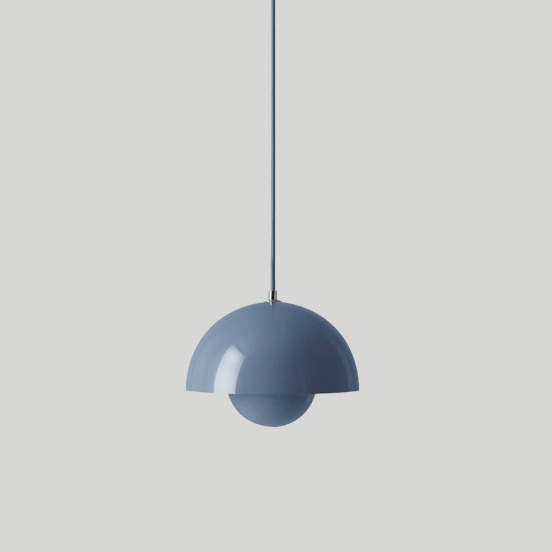 Modern Metal Dome Pendant Light With Integrated LED for Kitchen and Dining in Stone Blue — Halden Lighting