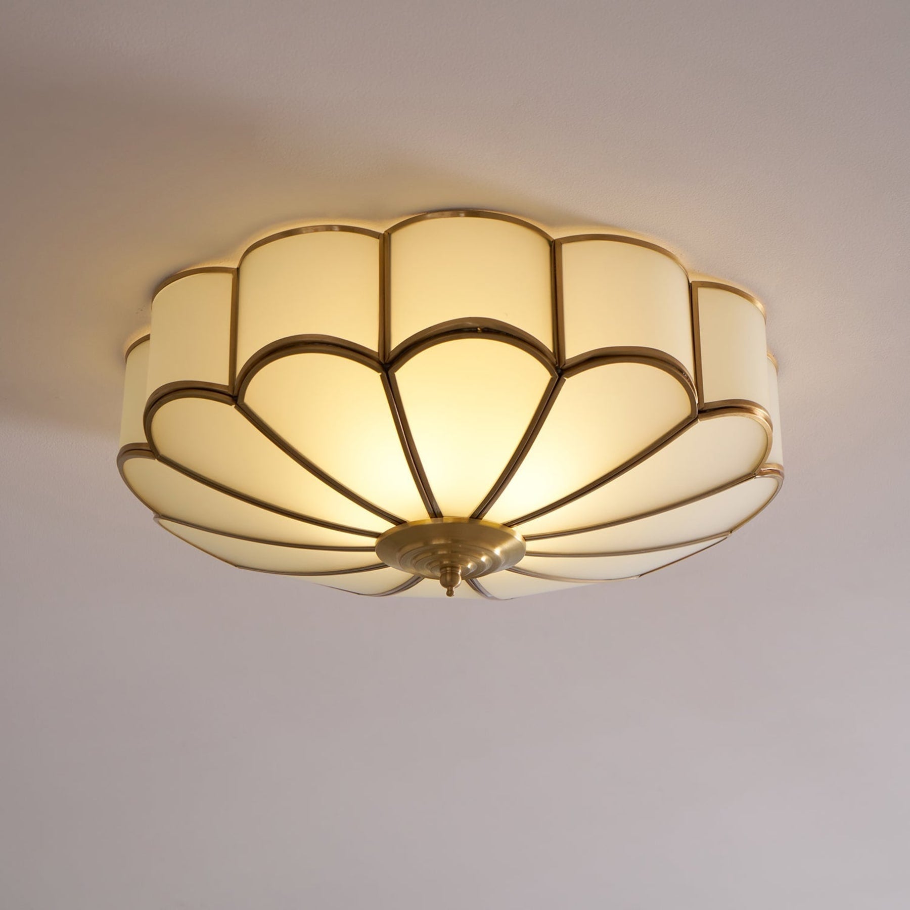 Traditional Brass Flush Mount Ceiling Light With Cool Daylight Glow — Halden Lighting