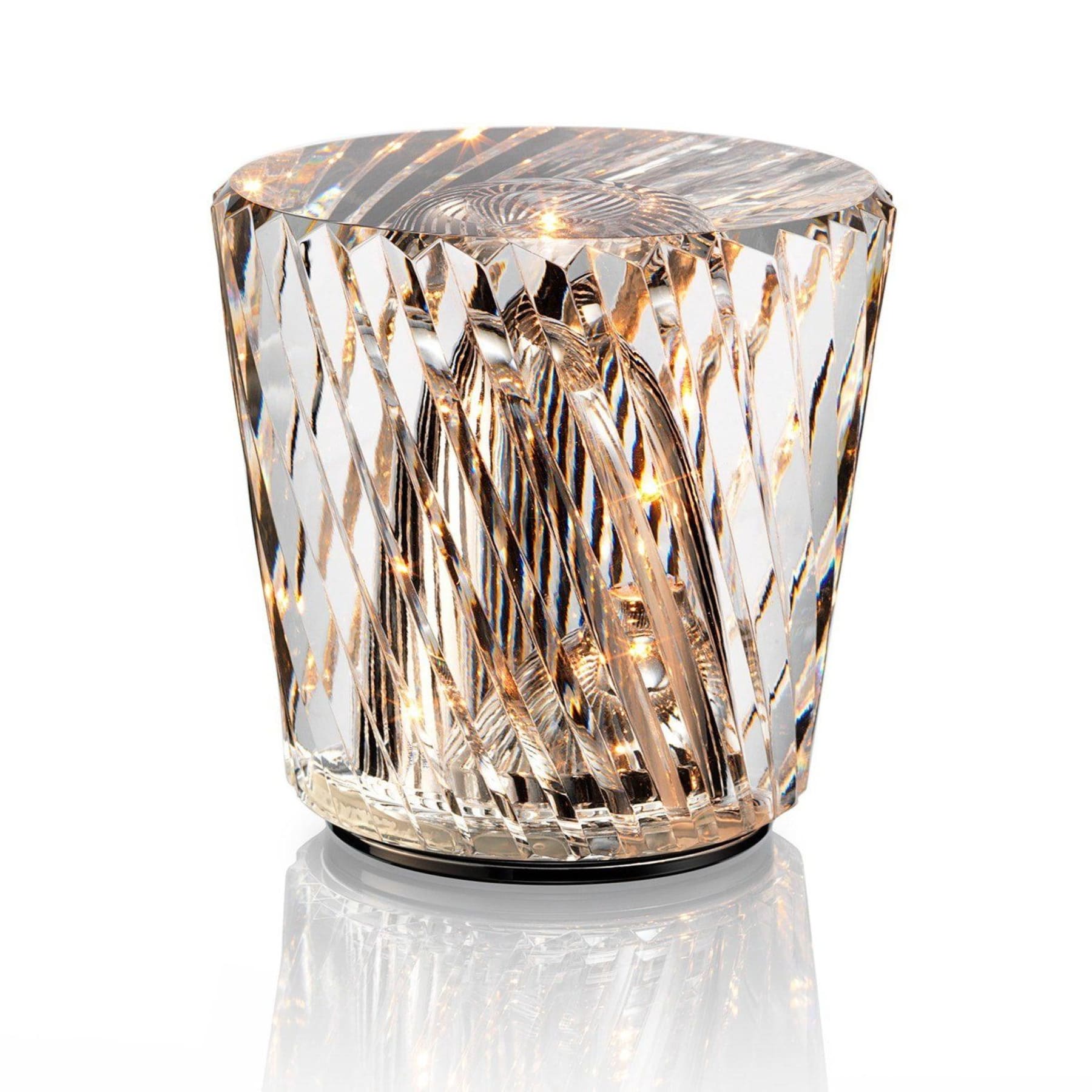 Modern Crystal Table Lamp With Warm LED Glow for Living Room in Model A: Ø8.2 x 9 cm (Ø3.2" x 3.5") — Halden Lighting