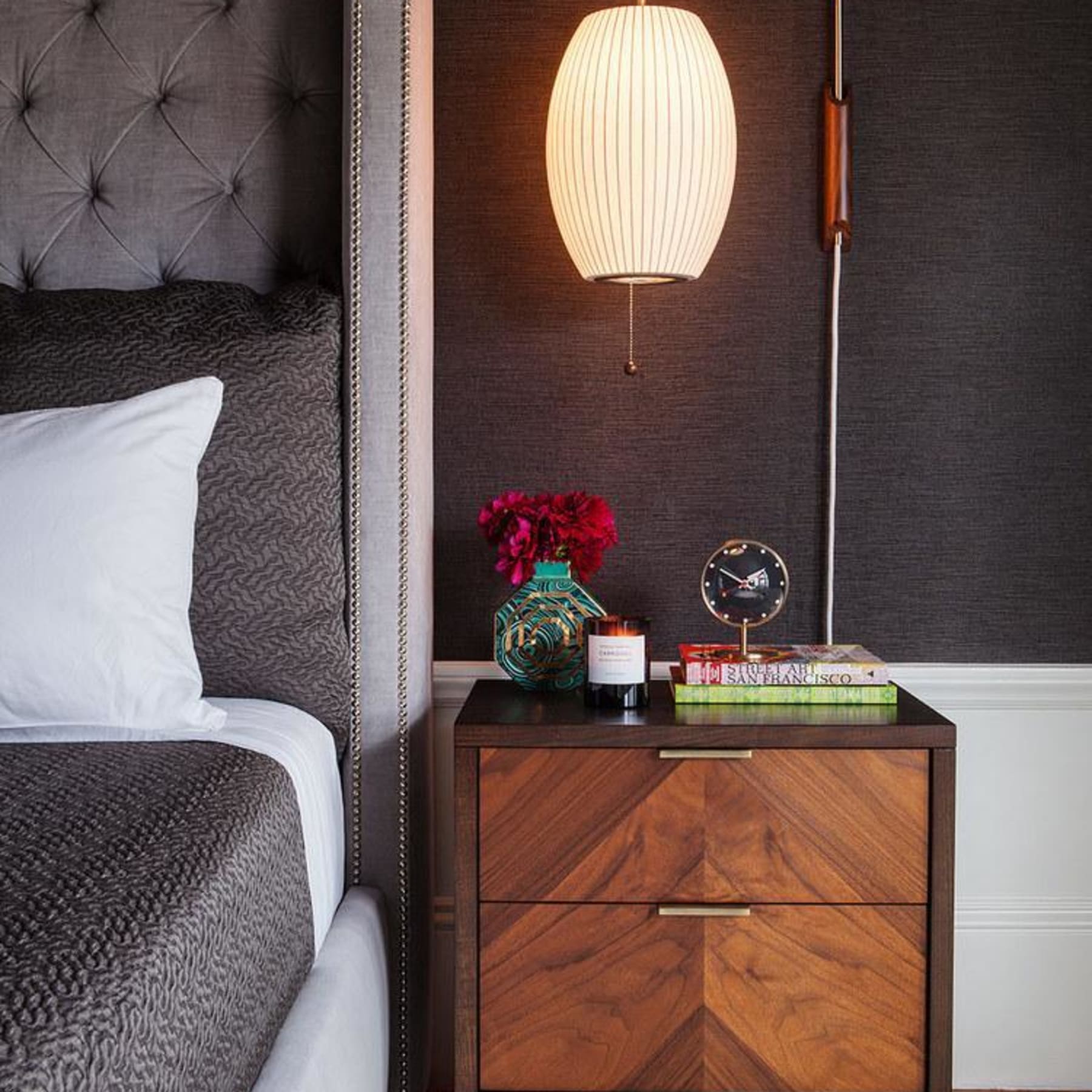 Retro Silk and Walnut Wall Light With Warm LED Glow — Halden Lighting