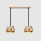 Modern Travertine And Wood Pendant Light For Dining Room — Halden Lighting