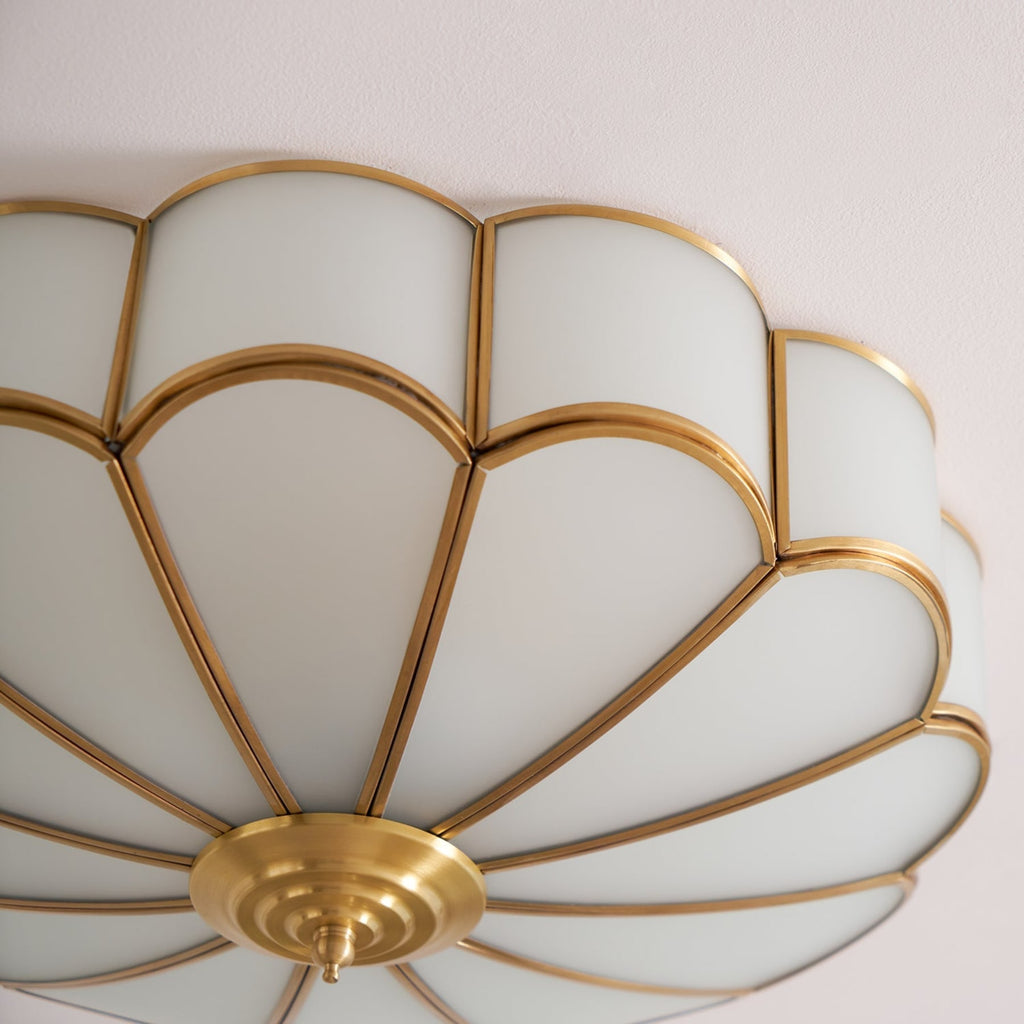 Traditional Brass Flush Mount Ceiling Light With Cool Daylight Glow — Halden Lighting