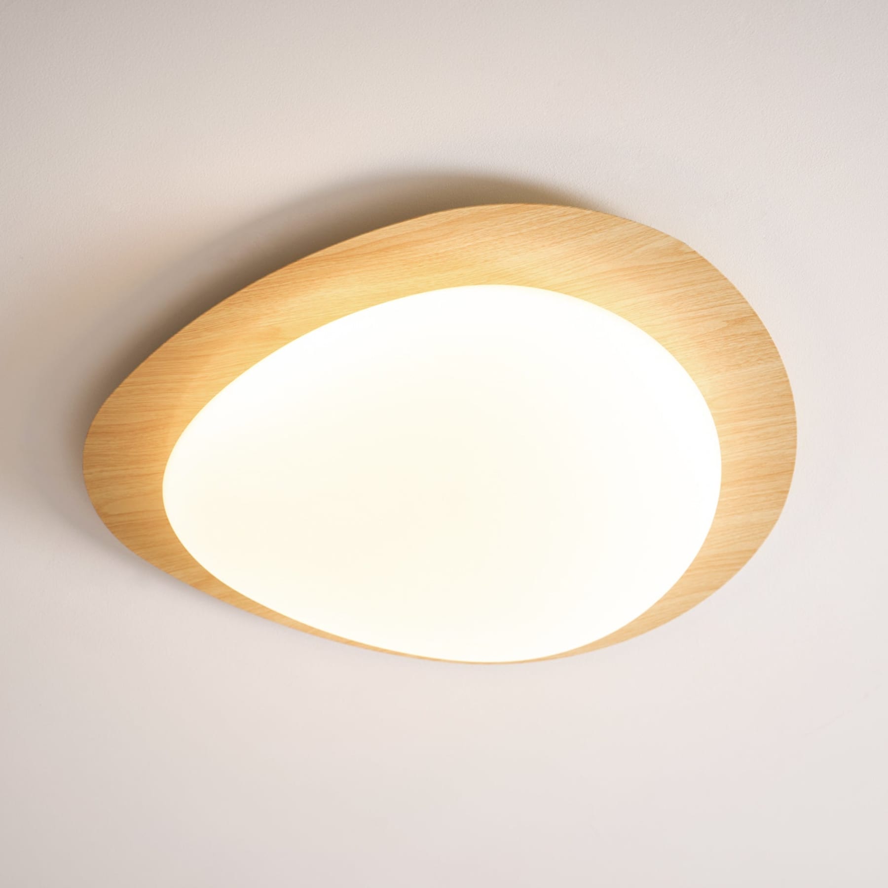 Scandinavian Wood Flush Mount Ceiling Light for Living Room — Halden Lighting