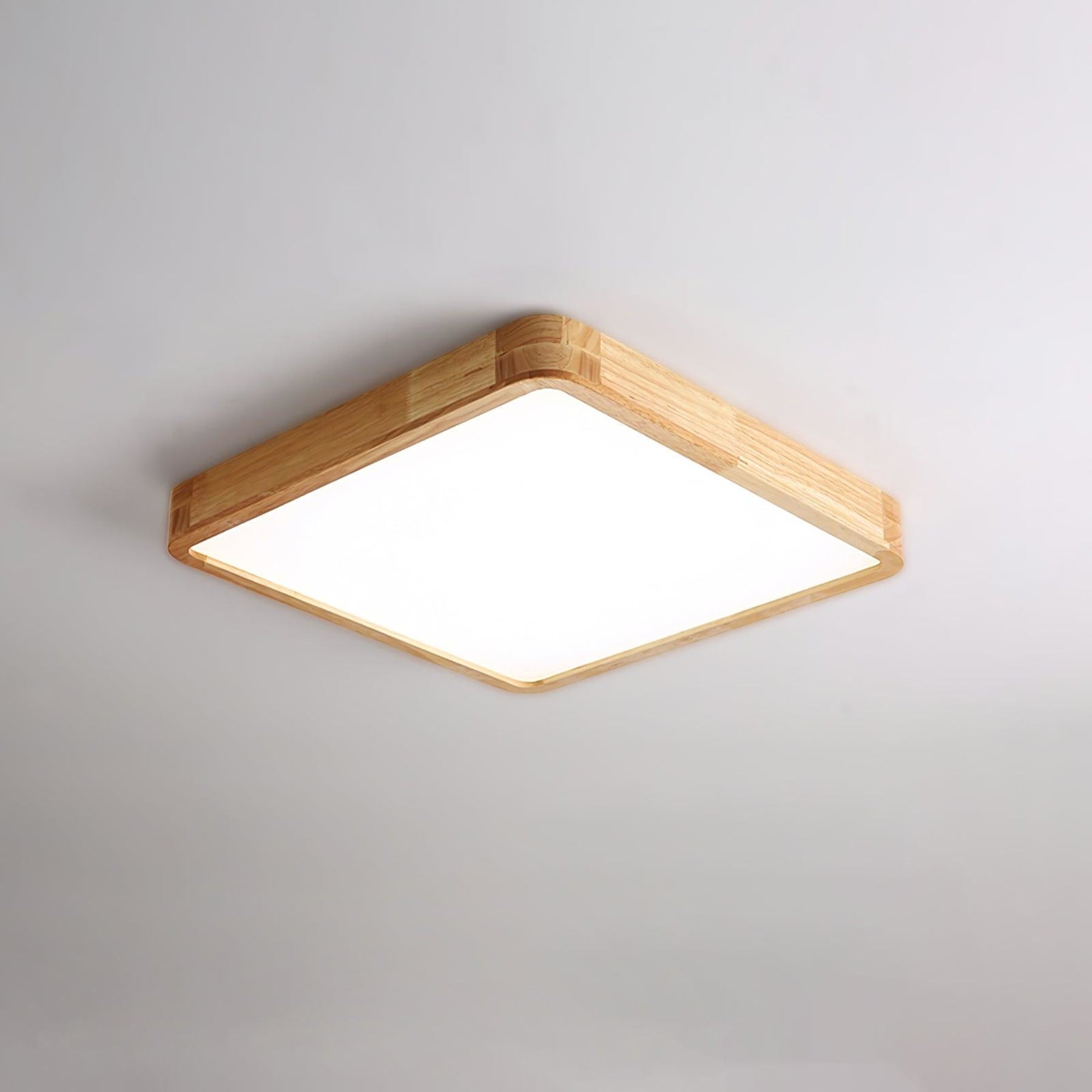 Scandinavian Wood Flush Mount Ceiling Light With Slim Profile in Square: 30 x 30 x 6 cm (11.8" x 11.8" x 2.7") — Halden Lighting