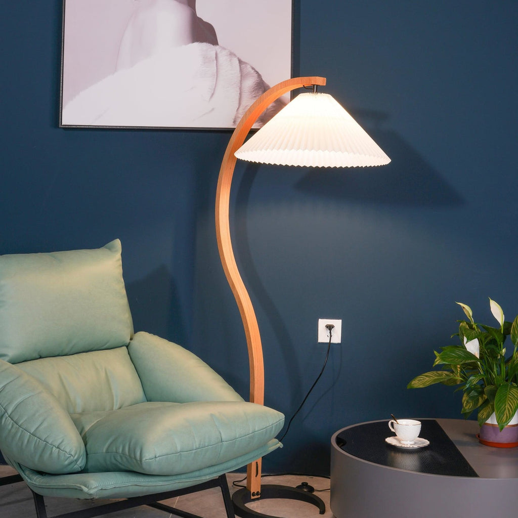 Scandinavian Wood Floor Lamp With Warm LED Glow for Living Room — Halden Lighting