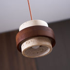 Modern Travertine And Wood Pendant Light For Dining Room — Halden Lighting