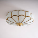 Traditional Brass Flush Mount Ceiling Light With Cool Daylight Glow — Halden Lighting
