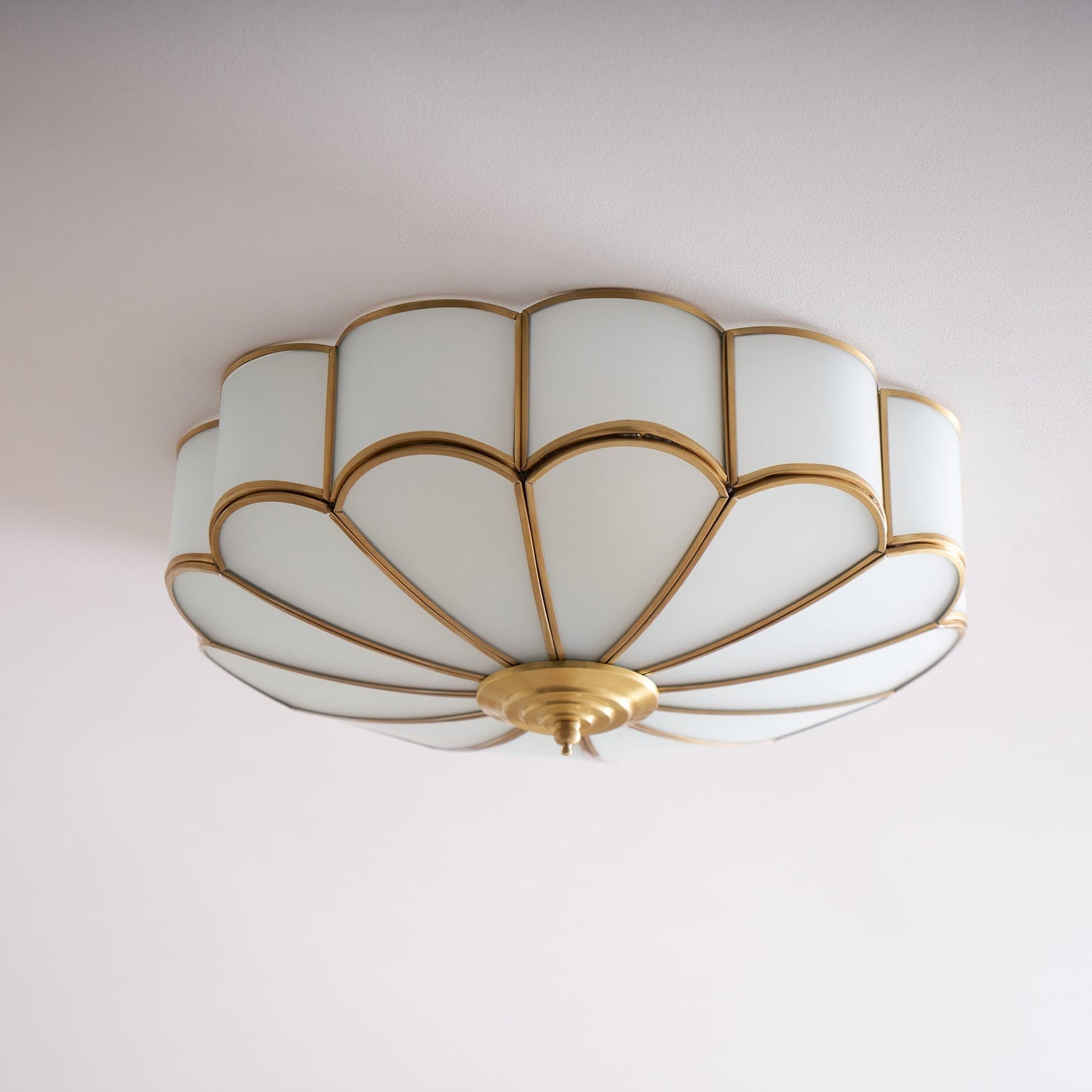 Traditional Brass Flush Mount Ceiling Light With Cool Daylight Glow — Halden Lighting