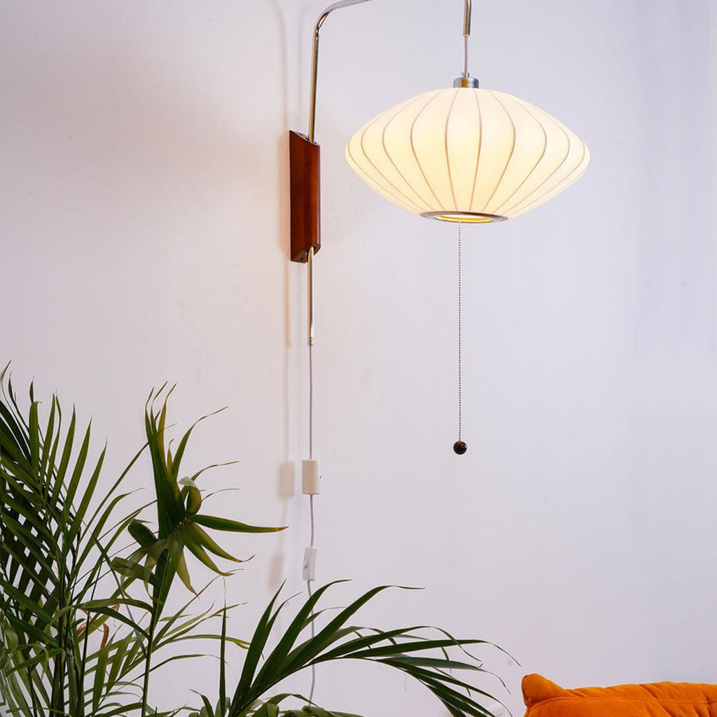 Retro Silk and Walnut Wall Light With Warm LED Glow — Halden Lighting