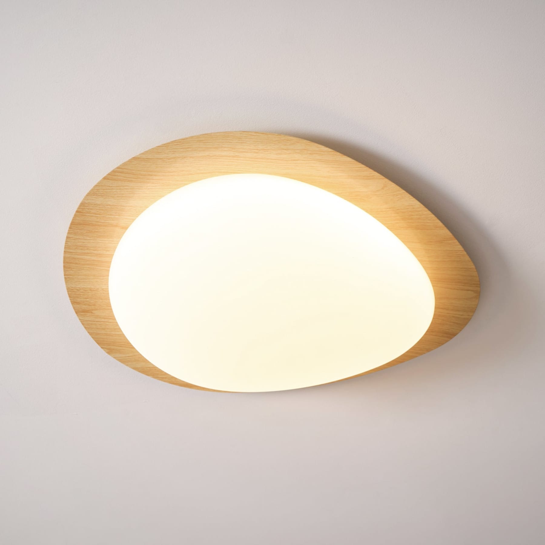 Scandinavian Wood Flush Mount Ceiling Light for Living Room in Brown — Halden Lighting