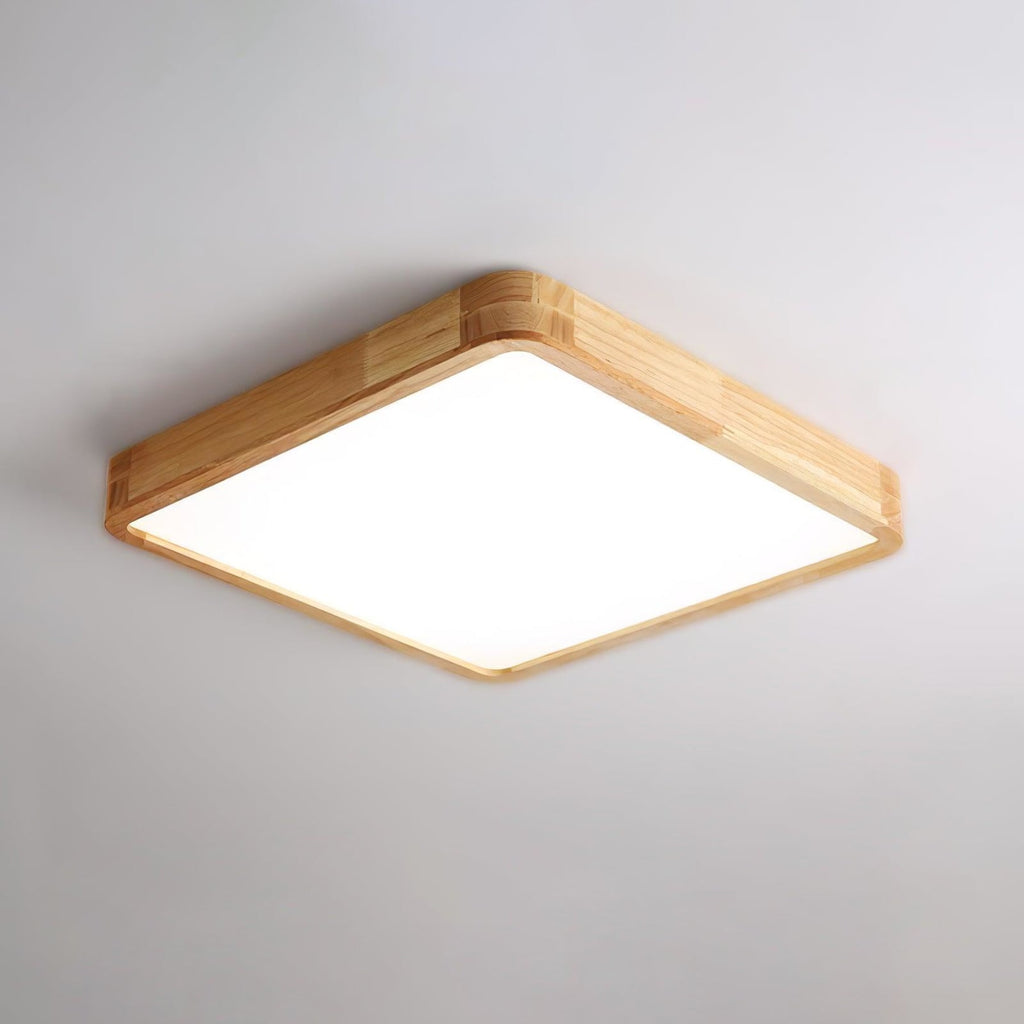 Scandinavian Wood Flush Mount Ceiling Light With Slim Profile in Square: 40 x 40 x 6 cm (15.7" x 15.7" x 2.7") — Halden Lighting
