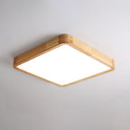 Scandinavian Wood Flush Mount Ceiling Light With Slim Profile in Square: 40 x 40 x 6 cm (15.7" x 15.7" x 2.7") — Halden Lighting