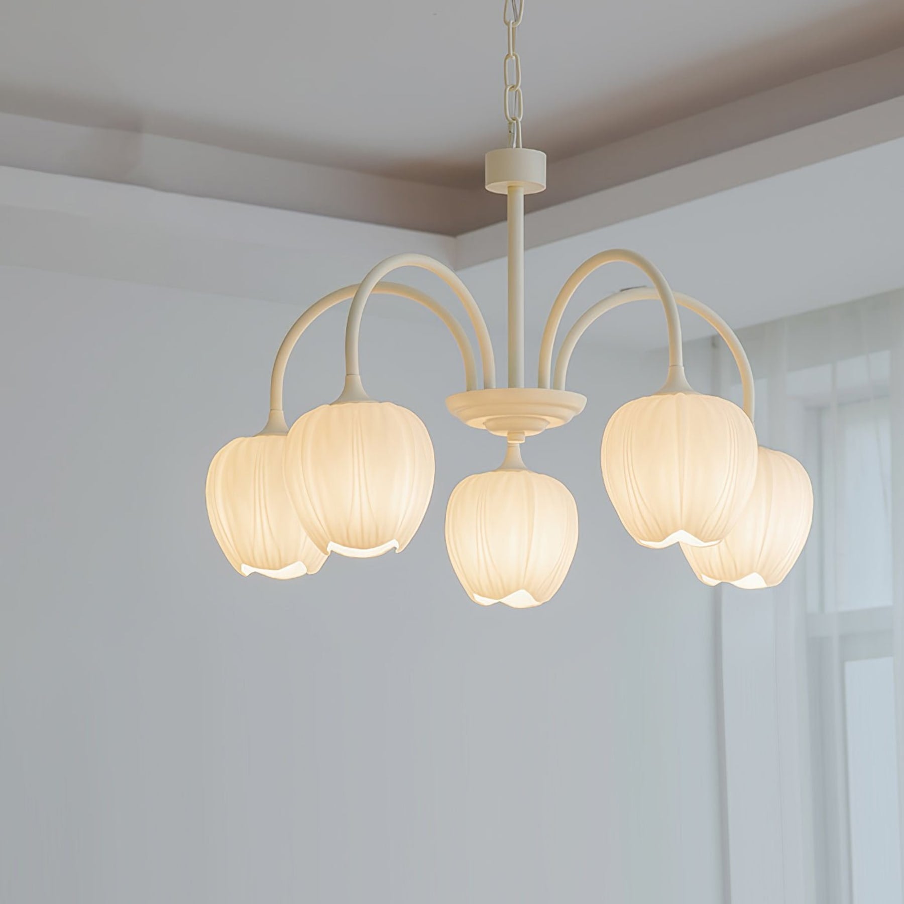 Retro Metal And Glass Chandelier With Included Bulbs For Living Room — Halden Lighting