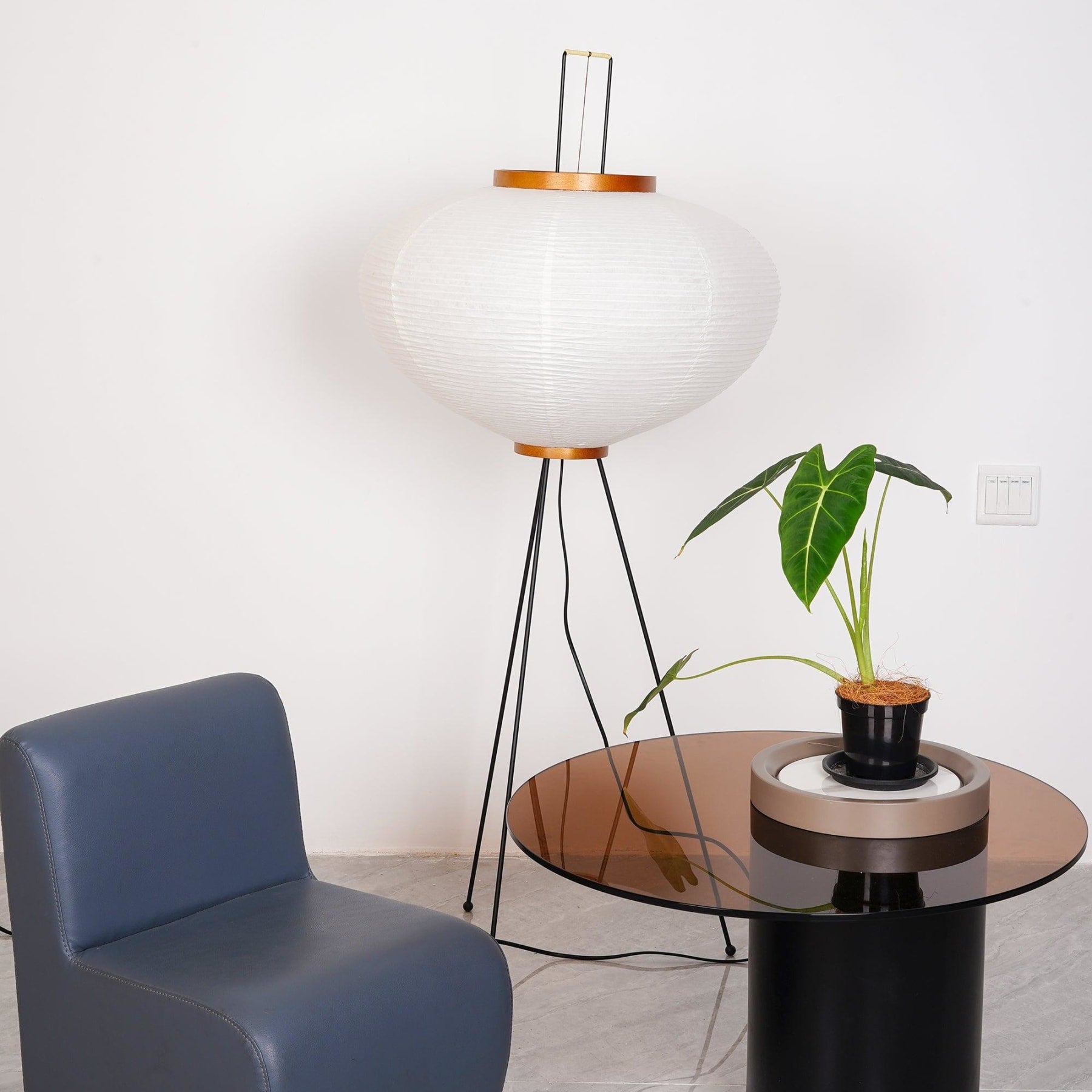 Modern Rice Paper Floor Lamp for Living Room and Bedroom — Halden Lighting