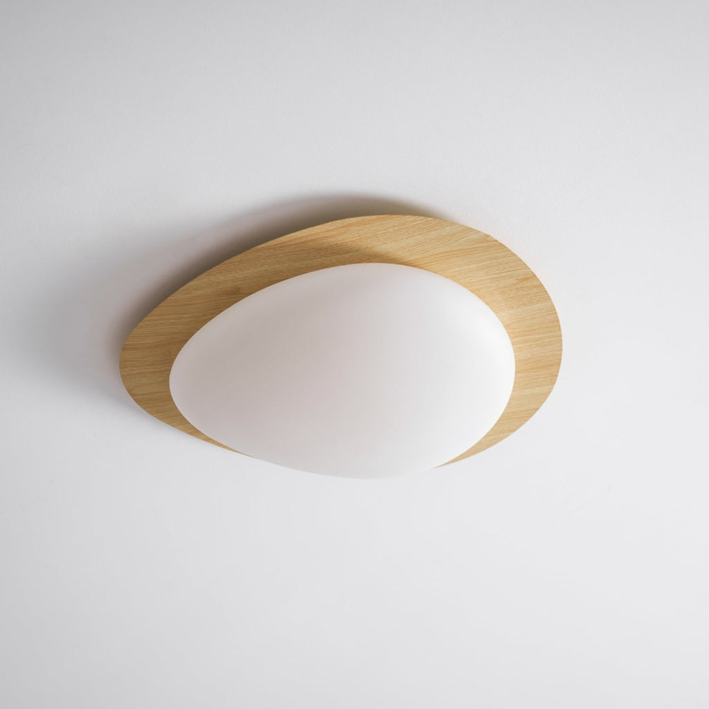 Scandinavian Wood Flush Mount Ceiling Light for Living Room — Halden Lighting