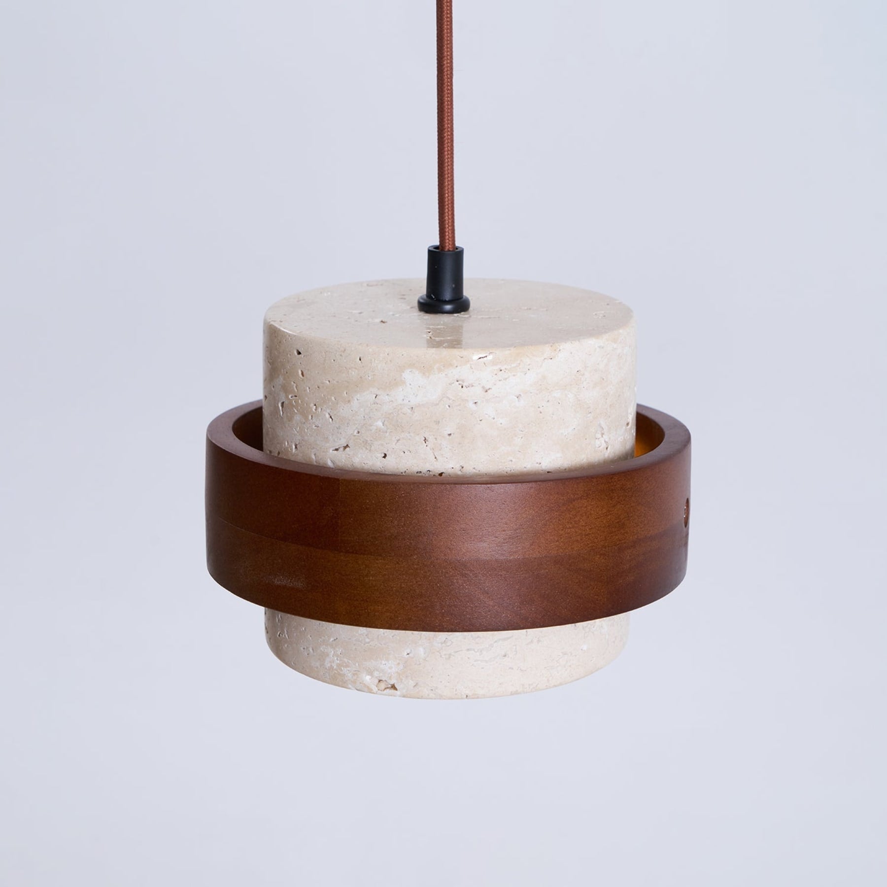 Modern Travertine And Wood Pendant Light For Dining Room — Halden Lighting