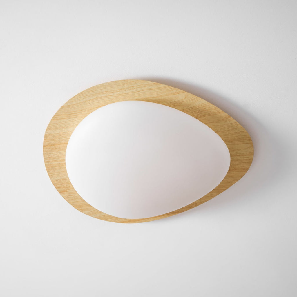 Scandinavian Wood Flush Mount Ceiling Light for Living Room — Halden Lighting