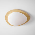 Scandinavian Wood Flush Mount Ceiling Light for Living Room — Halden Lighting