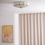Traditional Brass Flush Mount Ceiling Light With Cool Daylight Glow — Halden Lighting