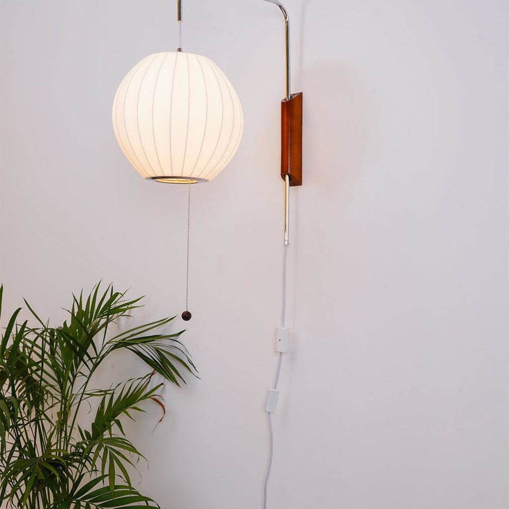 Retro Silk and Walnut Wall Light With Warm LED Glow — Halden Lighting