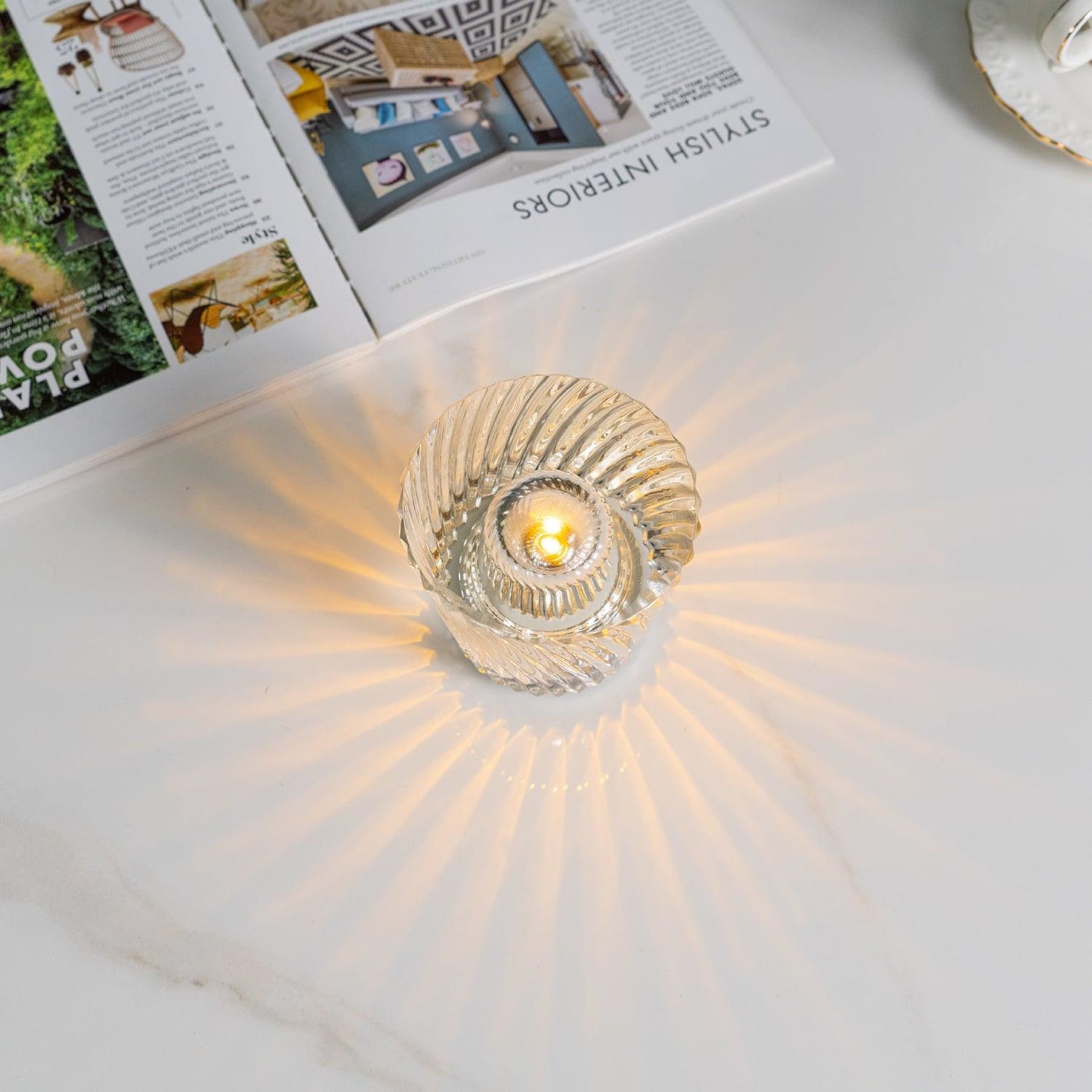 Modern Crystal Table Lamp With Warm LED Glow for Living Room — Halden Lighting