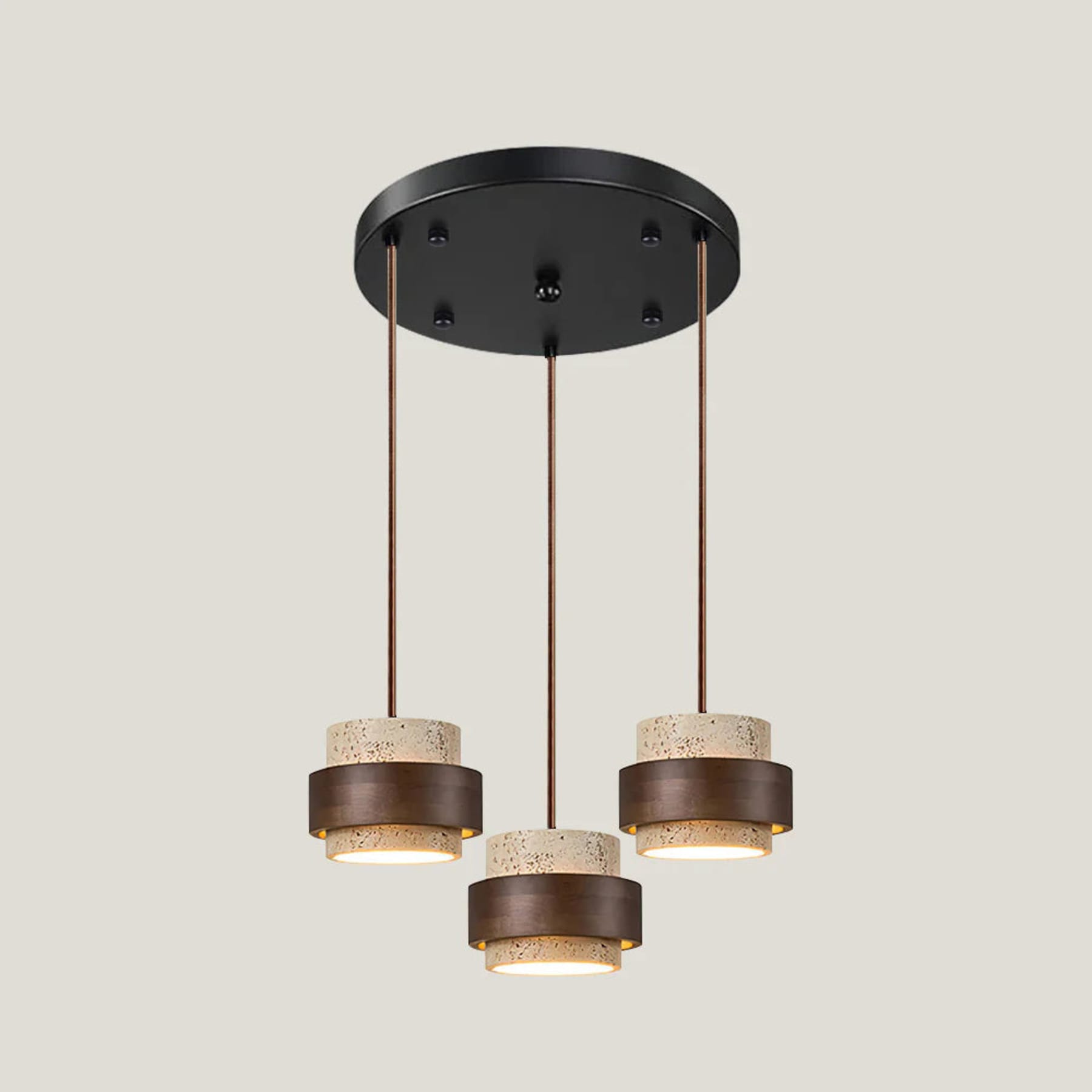 Modern Travertine And Wood Pendant Light For Dining Room — Halden Lighting