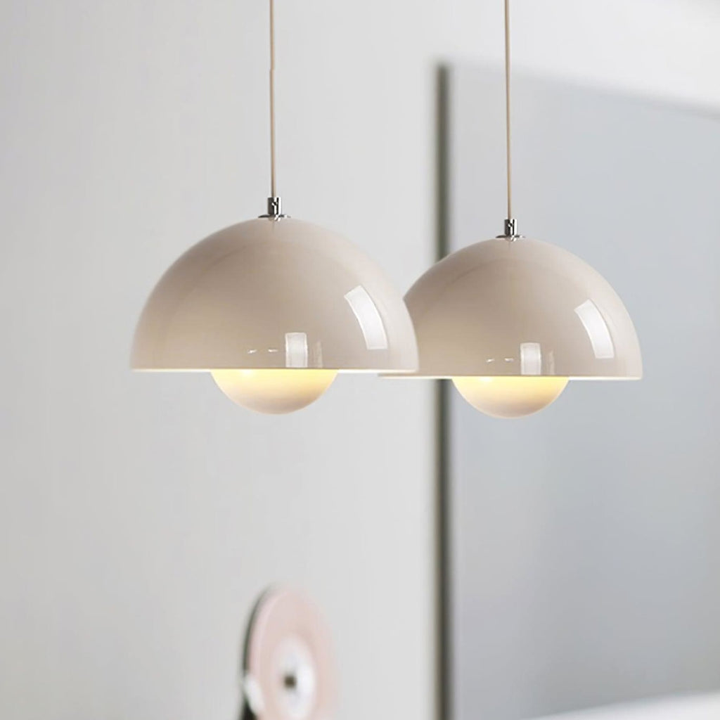 Modern Metal Dome Pendant Light With Integrated LED for Kitchen and Dining — Halden Lighting