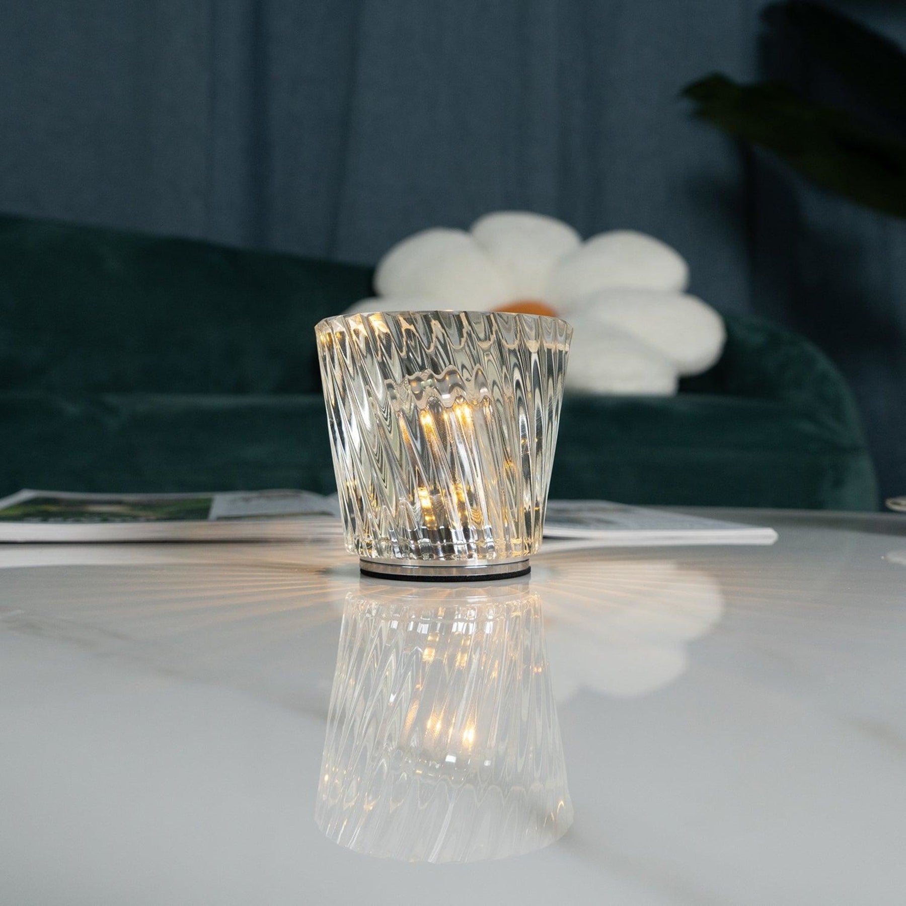 Modern Crystal Table Lamp With Warm LED Glow for Living Room — Halden Lighting