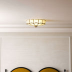 Traditional Brass Flush Mount Ceiling Light With Cool Daylight Glow — Halden Lighting