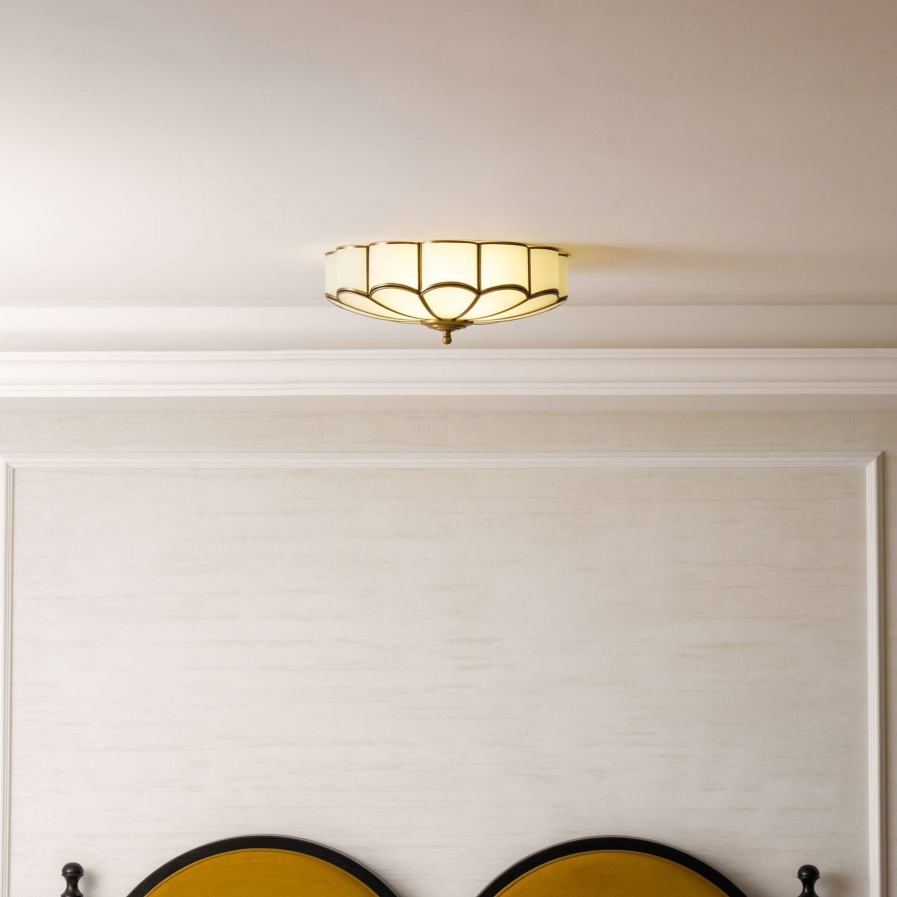 Traditional Brass Flush Mount Ceiling Light With Cool Daylight Glow — Halden Lighting