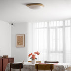 Scandinavian Wood Flush Mount Ceiling Light for Living Room — Halden Lighting