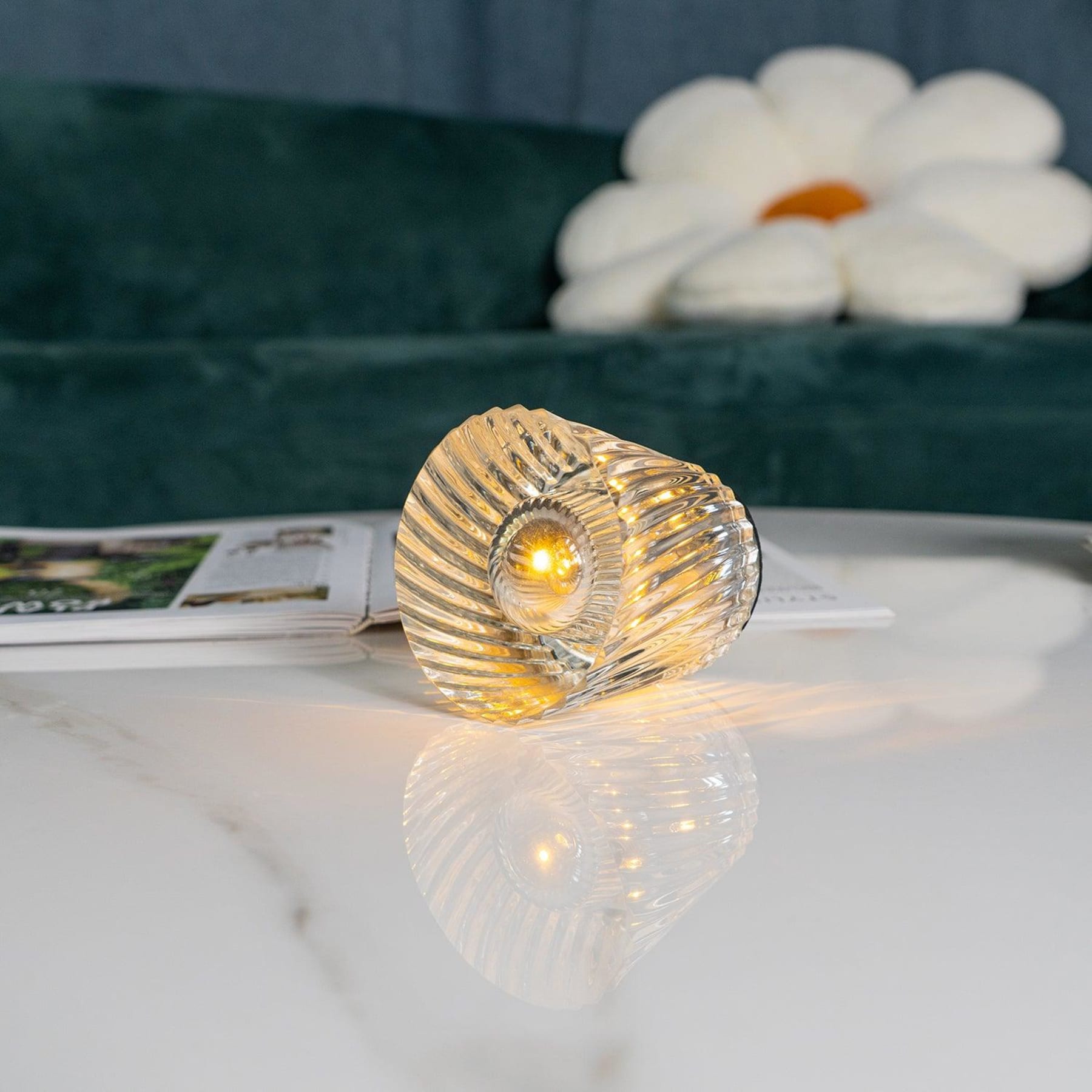 Modern Crystal Table Lamp With Warm LED Glow for Living Room — Halden Lighting