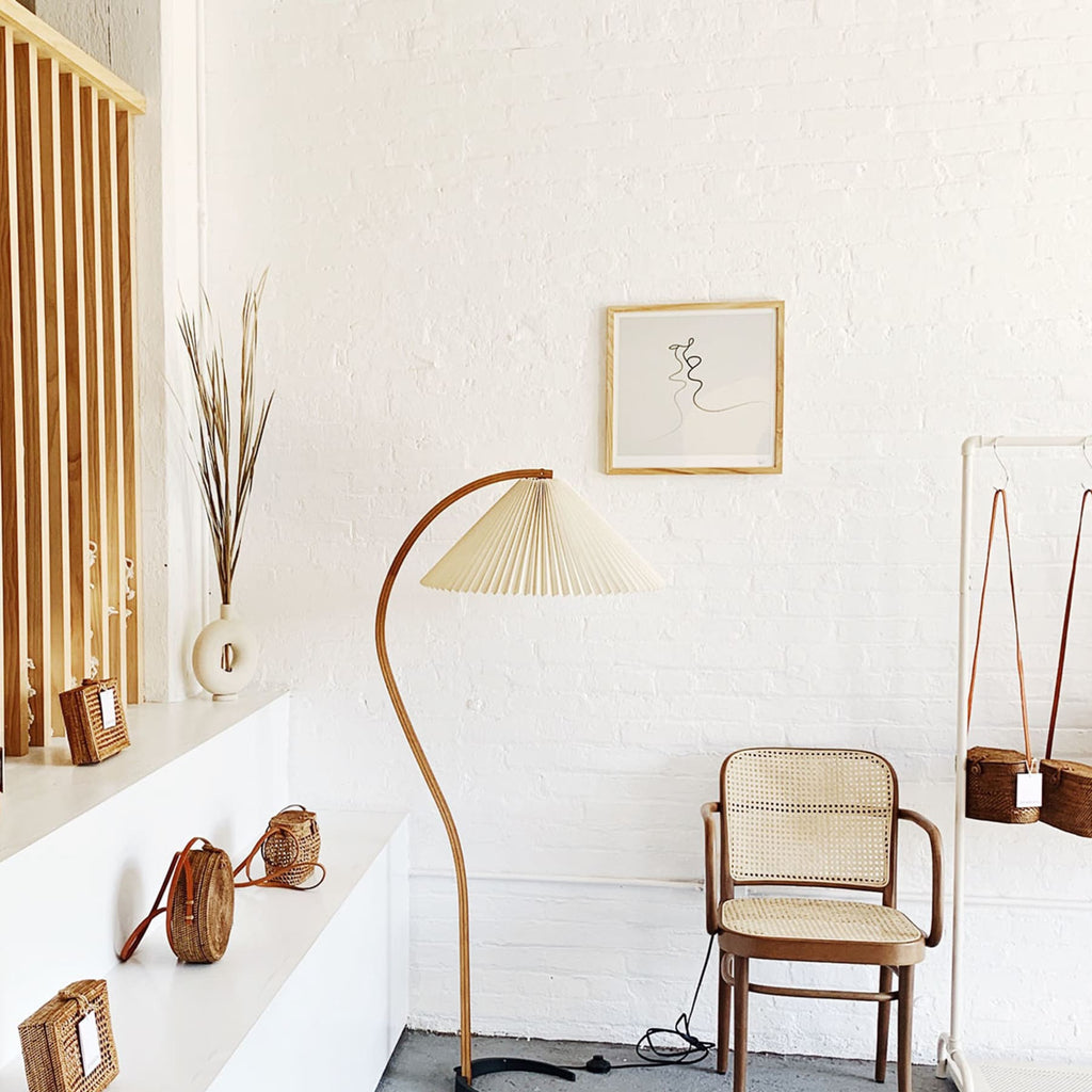 Scandinavian Wood Floor Lamp With Warm LED Glow for Living Room — Halden Lighting