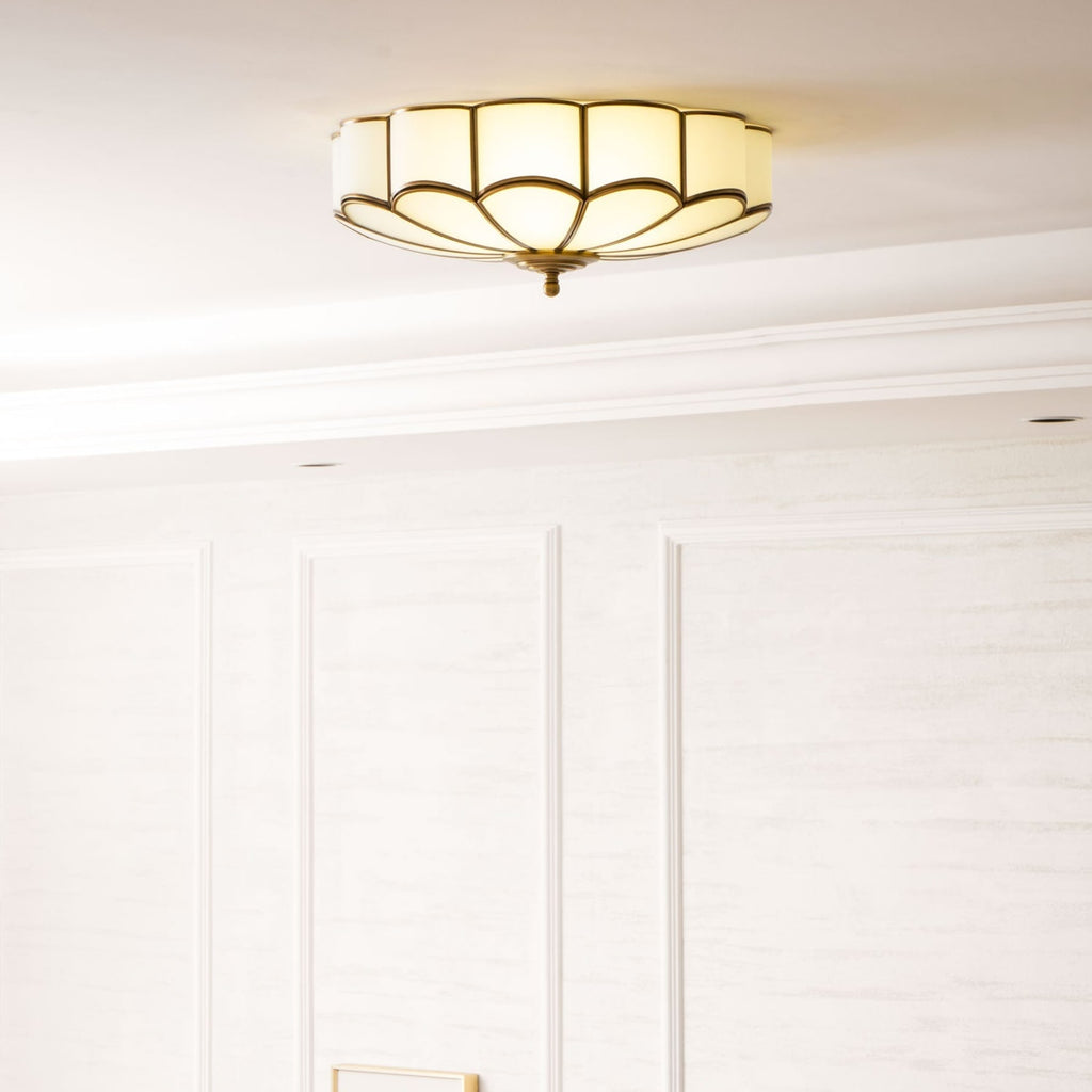 Traditional Brass Flush Mount Ceiling Light With Cool Daylight Glow — Halden Lighting