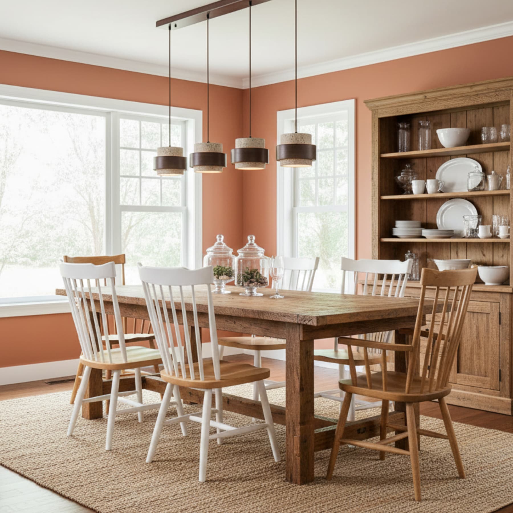 Modern Travertine And Wood Pendant Light For Dining Room — Halden Lighting