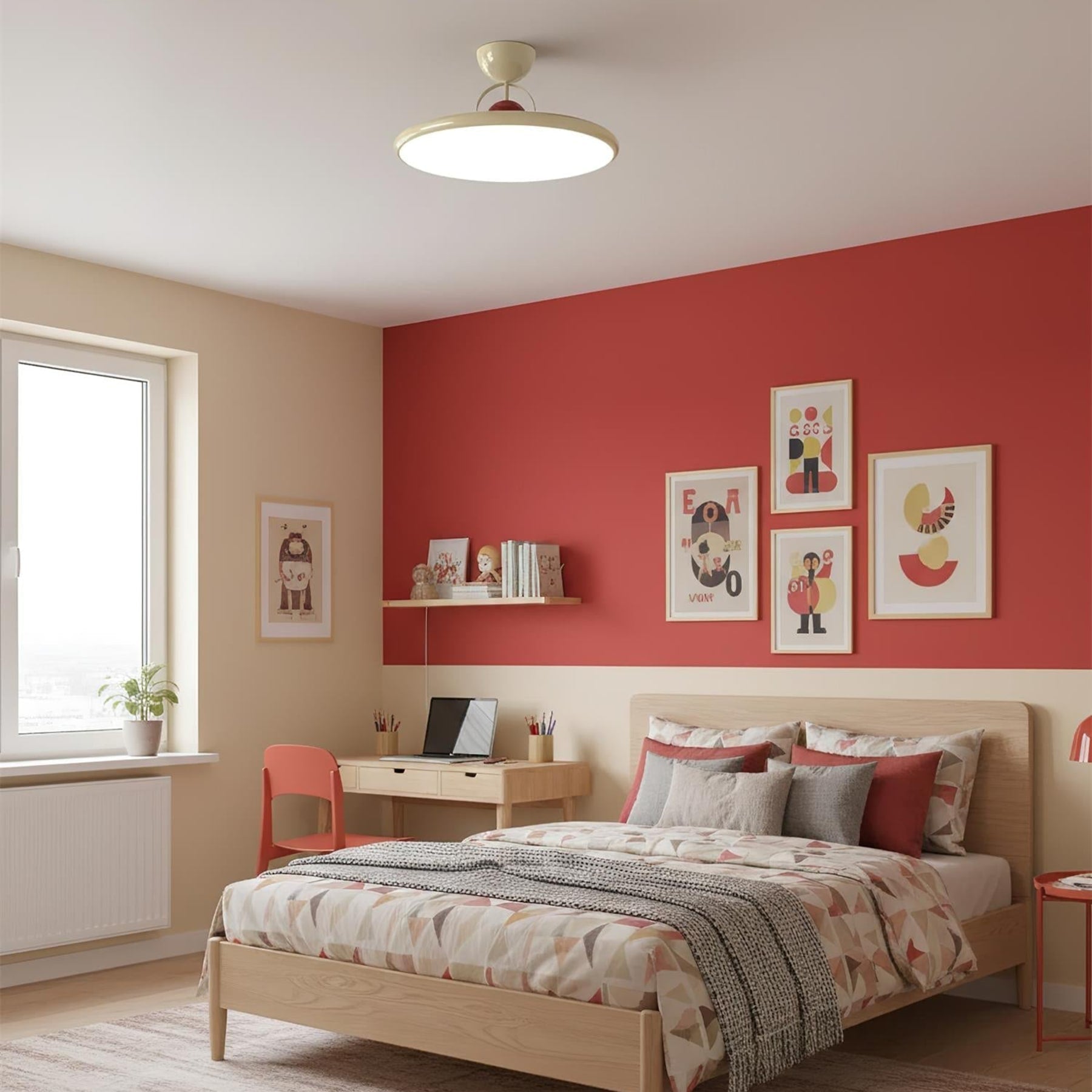 Modern Metal Semi-Flush Ceiling Light With Tri-Colour Dimming — Halden Lighting