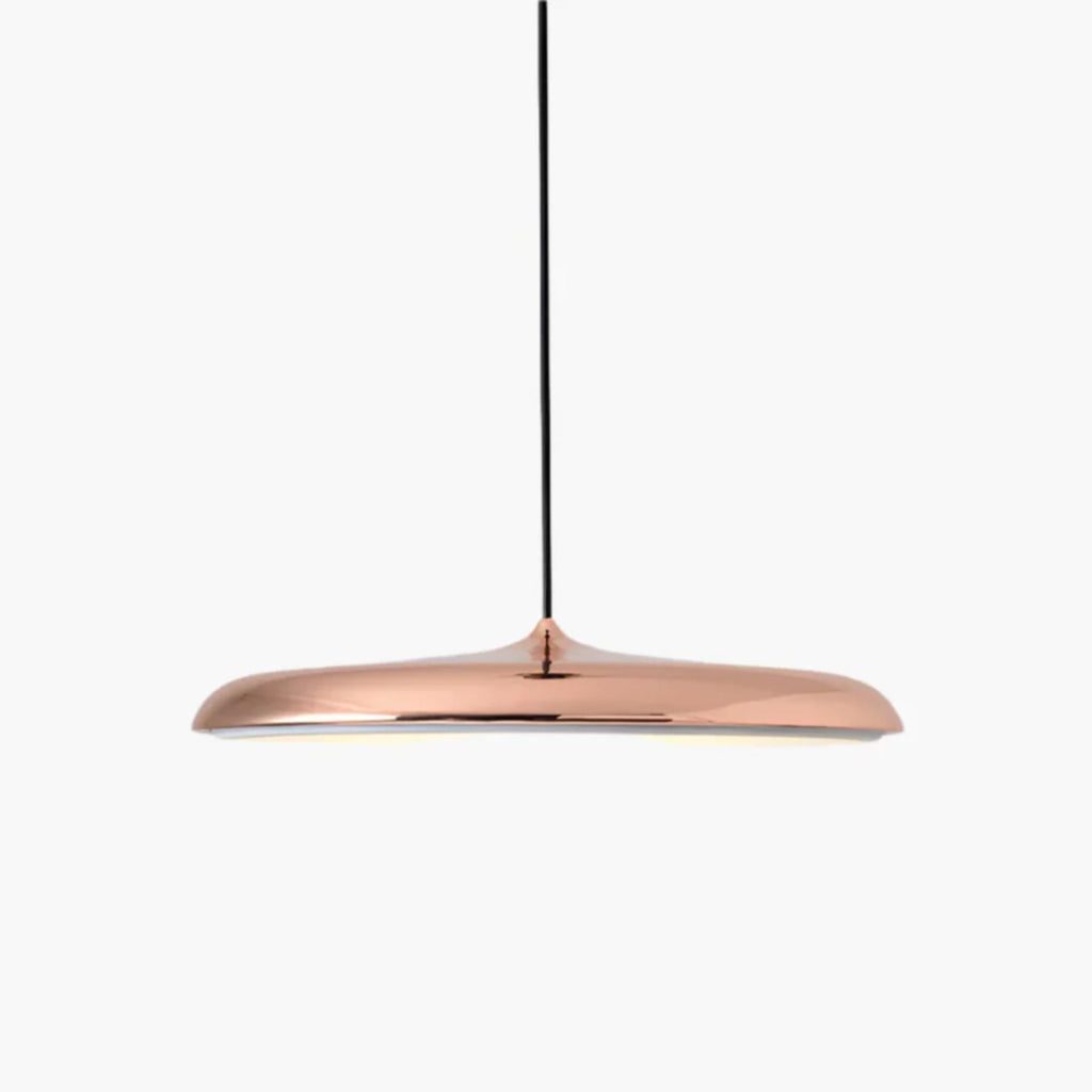 Minimalist Metal and Acrylic Pendant Light With Warm LED Glow in Rosé Gold — Halden Lighting