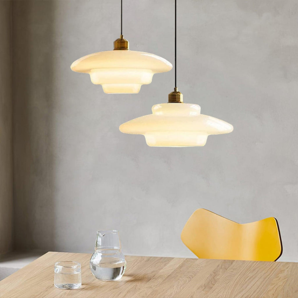 Modern Glass Pendant Light With Warm LED Glow for Dining Room — Halden Lighting